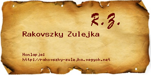 Rakovszky Zulejka névjegykártya